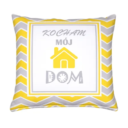 Poduszka Kocham Mój DOM Żółta 40x40 cm