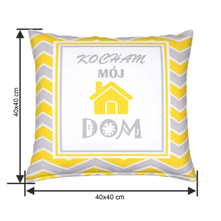 Poduszka Kocham Mój DOM Żółta 40x40 cm