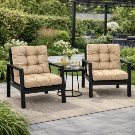 Zestaw poduszek MODULAR RATTAN siedzisko 70x70cm + oparcie 70x40cm Beżowy