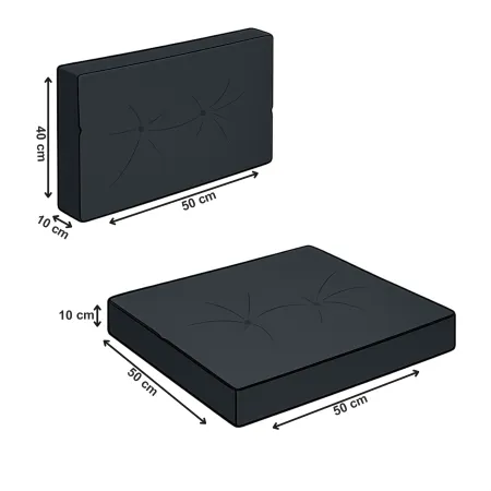 Zestaw poduszek MODULAR RATTAN 2x siedzisko 50x50cm + 2x oparcie 50x40cm Grafitowy